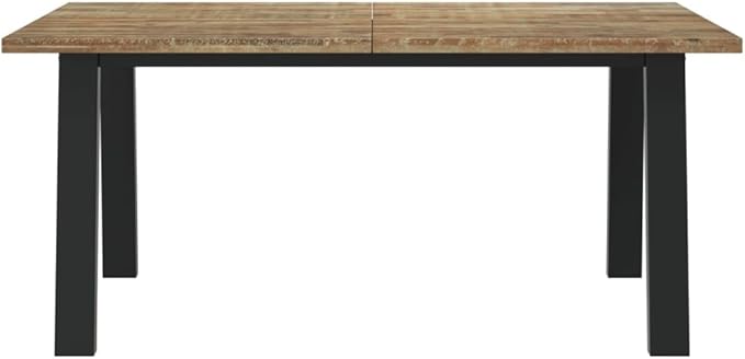 Solid Acacia Wood Dining Table Brown Black, 67x35 Inch Rectangular Kitchen & Dining Room Furniture, Industrial Modern Dinner Seating for 6 People