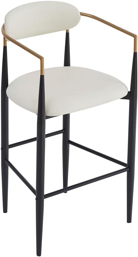 Upholstered Bar Stools with Back for Kitchen Island and Home Bar, 29.75 Inch Seat Height with Water-Resistant PU Leather and Iron Frame