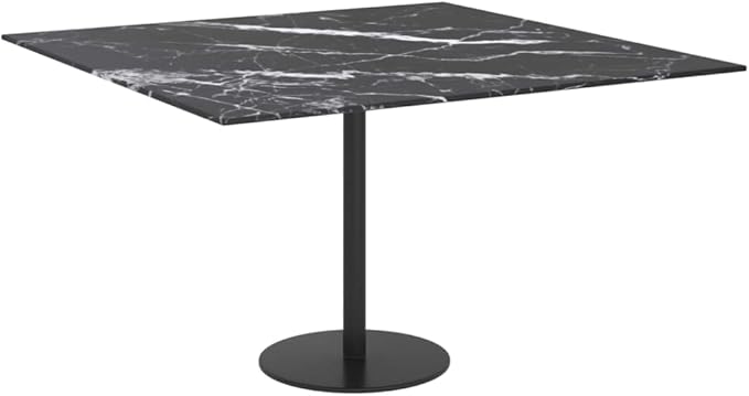 27.6x27.6in Square Tempered Glass Table Top Black White Marble Design 0.2in Thick Easy Clean Modern Tabletop for Dining Room Living Room Small Space
