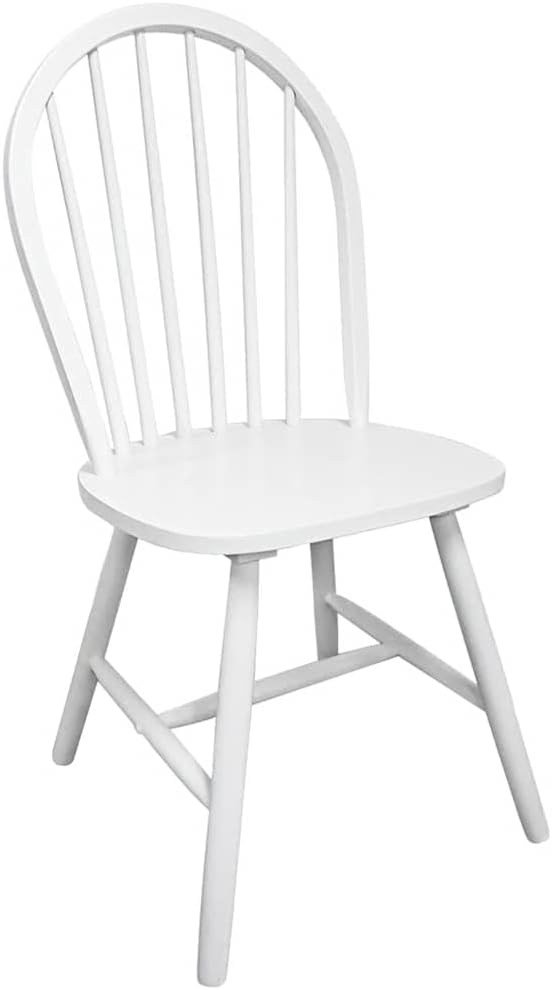 Set of 4 White Solid Rubber Wood Dining Chairs 20.5"x18.3"x37" Matte Finish Modern Farmhouse Seating for Dining Room Kitchen Living Room