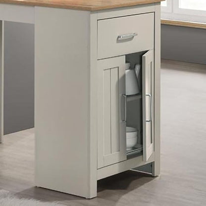 47" Storage Island Table, Rustic Dining Table with Cabinet, Farmhouse Dining Table with Drawer for Small Spaces, Light Gray