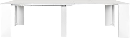 Pvillez 118.5" Wood Expandable Dining Table for 8-12 Person, Modern White Extendable Dining Room Table Large Rectangle Dining Table with Leaf Extension for Kitchen Console Office
