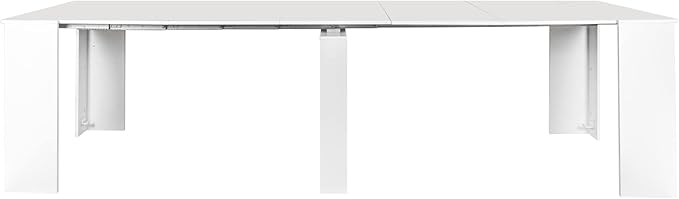 118" Extendable Island Table, Rustic Dining Table with Easy Clean, Mid Century Dining Table for Kitchen Dining Living Room, White