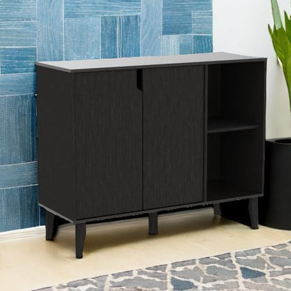 Panana Kitchen Buffet Cabinet Storage Sideboard with 2 Doors 2 Shelves, 41.8" L x 15" W x 32.5" H (Black)