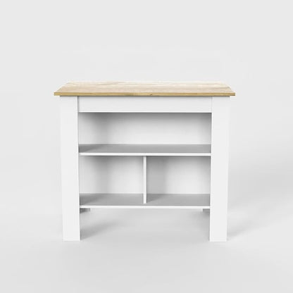 Modern Dining TableExpandable with Shelves Kitchen Island Counter Console Adjustable Sturdy Stable Easy Clean Luxury Living Decor,White-2
