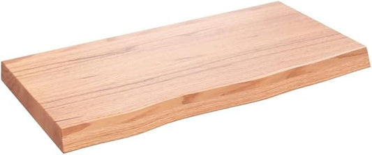 Solid Oak Table Top 31.5x15.7 Butcher Block Desktop Light Brown Varnished Wood Slab for Small Workbench Standing Desk Dining Coffee Kitchen Counter Island Living Room Study RV