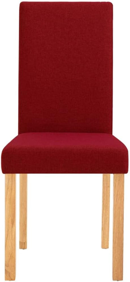 4-Piece Wine Red Fabric Dining Chairs Set with Rubber Wood Frame - Modern Farmhouse Kitchen Chairs for Dining Room, Living Room, Comedor