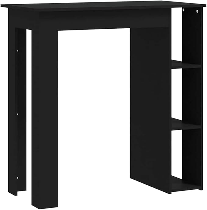 Modern Bar Table with Storage Shelves, 40.2 Inch Rectangular High Top Pub Table for Dining Room, Kitchen, Living Room, Matte Black Engineered Wood