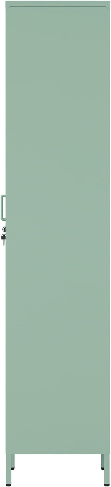 Manhattan Comfort Naomi 72.8'' Tall Storage Cabinet, Single Metal Locker with Lock, Adjustable Shelves, Vented Door & Floor Protectors, Modern Garage & Office Organizer, Green