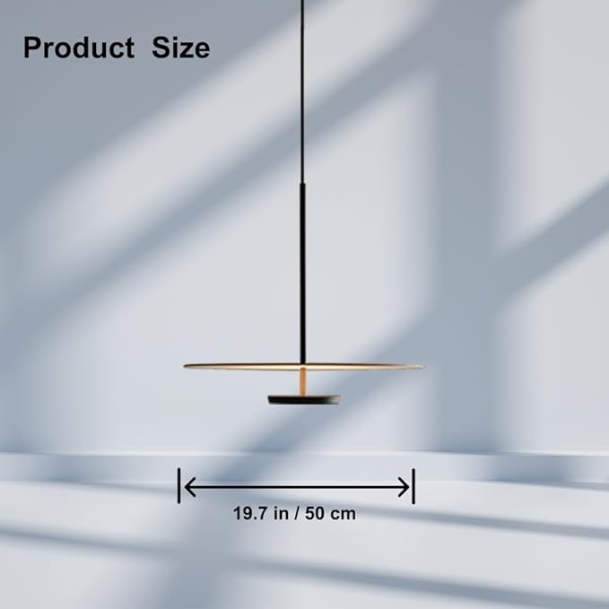 19.7'' Flying Saucer Pendant Light UFO Black Nordic MCM Mid Century Pendant Light Scandinavian Style Modern Minimalist Hanging Light Fixture for Dining Room Bedroom Kitchen Island Living Room