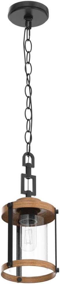LOG BARN Pendant Lighting for Kitchen Island, Farmhouse Mini Chandelier in Faux Wood Metal with Bubbled Glass Shade, Rustic Ceiling Fixture Hanging for Dining Room, Hallway