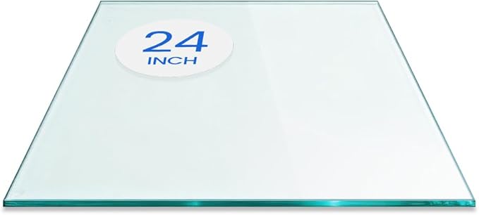 Dulles Glass 24 inch Square Glass Table Top - Tempered - 1/4" Thick Glass Surface, Safe Flat Polished, Eased Corners, Multipurpose for Dining Table, Patio, Coffee and End Table