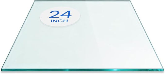 Dulles Glass 24 inch Square Glass Table Top - Tempered - 1/4" Thick Glass Surface, Safe Flat Polished, Eased Corners, Multipurpose for Dining Table, Patio, Coffee and End Table