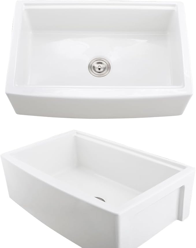 33 Inch White Farmhouse Sink Workstation-VASOYO 33 x 21 Apron Front Farm Sink White Fireclay Farmhouse Kitchen Sinks Workstation Single Bowl Deep Kitchen Sinks Undermount with Cutting Board