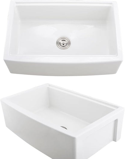 33 Inch White Farmhouse Sink Workstation-VASOYO 33 x 21 Apron Front Farm Sink White Fireclay Farmhouse Kitchen Sinks Workstation Single Bowl Deep Kitchen Sinks Undermount with Cutting Board