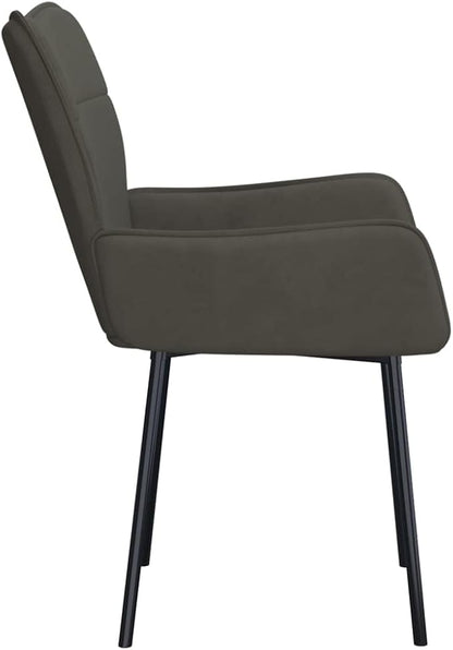 Dining Chair Set of 2 Modern Accent Chairs in Dark Grey Velvet 21.7x23x32.1 in Ergonomic High Back with Metal Legs Compact Size for Dining Room Kitchen Living Room Home Office