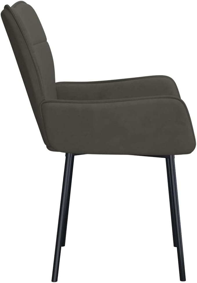 Modern Dining Chairs Set of 2 Dark Grey Velvet Upholstered Ergonomic Chairs with Metal Frame for Kitchen Dining Room and Living Room