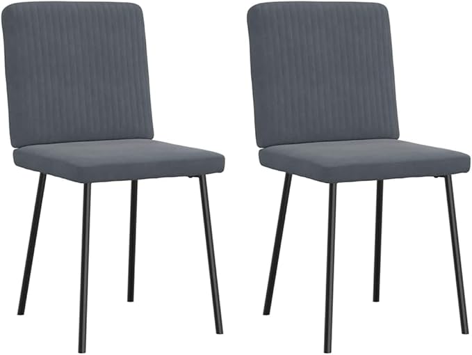 Modern Velvet Dining Chairs Set of 2 Dark Gray Accent Chairs with Metal Wood Frame - Sturdy Kitchen & Living Room Furniture, Comfortable Foam Padding