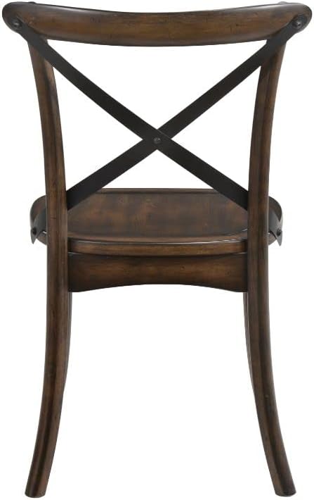 JUSTONE Set of 2 Cross Back Chair, Dining Chair Furniture 2-Pack, Sturdy X-Back Chair Wooden Chairs for Kitchen, Dining Room- Dark Oak & Black