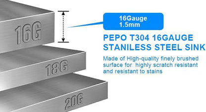 PEPO 33 Inch Black Undermount Kitchen Sink Workstation with Cutting Board & Accessories 16 Gauge Stainless Steel Hides Scratches NANO-PVD Finish 33x19x10 Deep Single Bowl