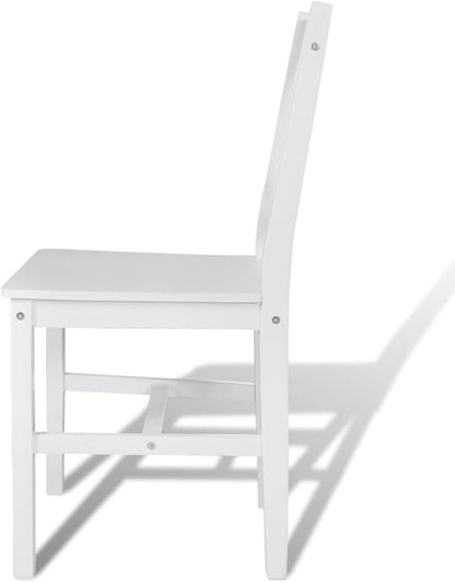 White Pinewood Dining Chairs Set of 2 Farmhouse Modern Accent Chairs for Kitchen Dining Room Living Room