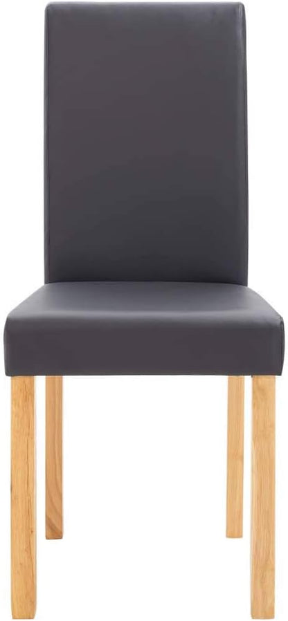 Modern Gray Faux Leather Dining Chairs Set of 4 with Wooden Legs, Comfortable Kitchen & Dining Room Chairs for Farmhouse Modern Home Furniture