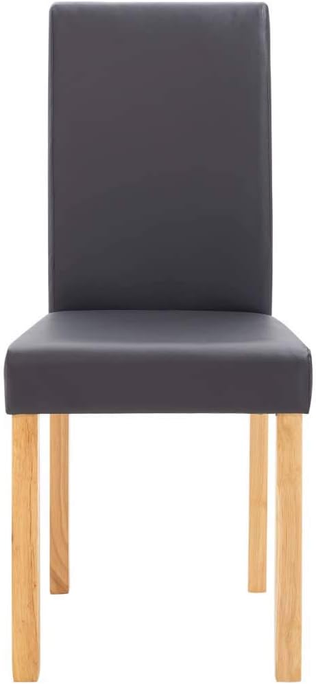Set of 4 Gray Faux Leather Dining Chairs with 18.1 in Wood Legs Ergonomic Modern Accent Seating Matte Finish Easy Clean for Kitchen Dining Room Small Spaces
