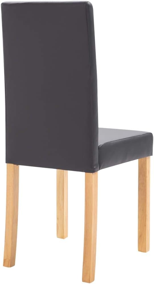 Modern Gray Faux Leather Dining Chairs Set of 4 with Wooden Legs, Comfortable Kitchen & Dining Room Chairs for Farmhouse Modern Home Furniture