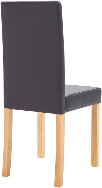 Modern Farmhouse Dining Chairs Set of 4 Gray Faux Leather Upholstered Kitchen Chairs with Wooden Legs for Dining Room Kitchen Living Room Furniture