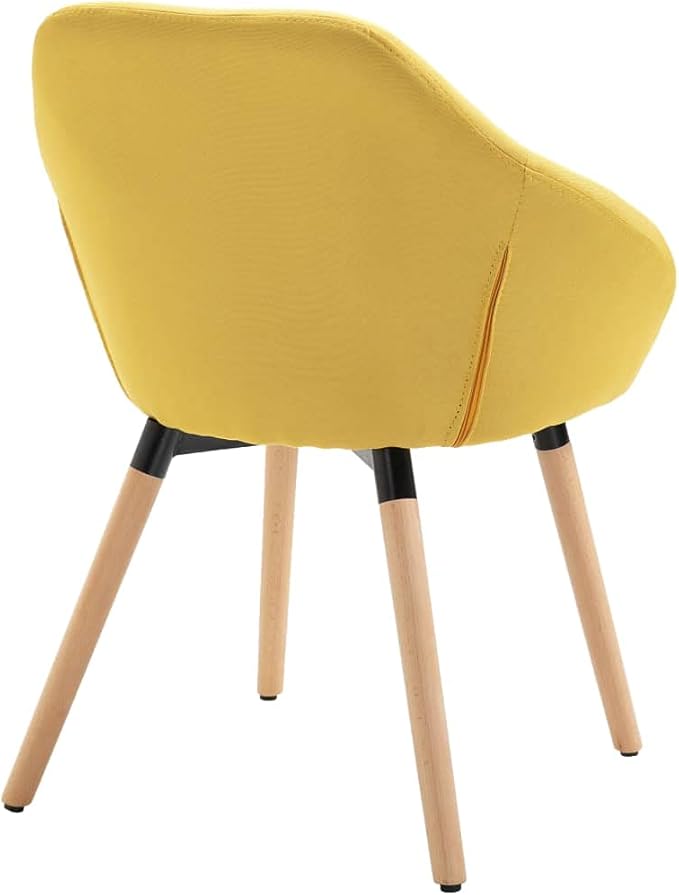 Yellow Dining Chairs Set of 4, Modern Farmhouse Kitchen Chairs with Padded Armrests, Polyester Upholstered Solid Wood Indoor Furniture for Dining Room Kitchen