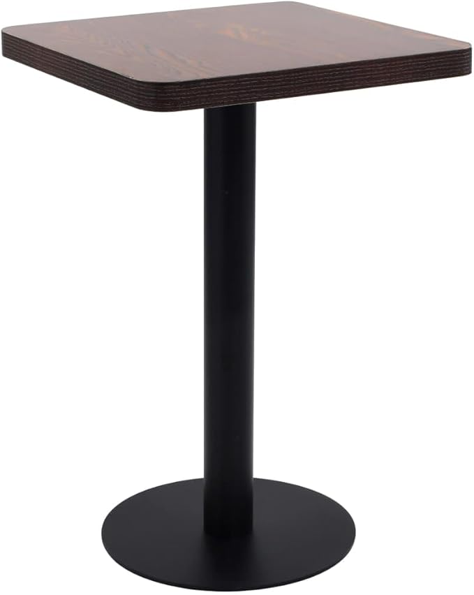 Bistro Table Black 19.7 x 19.7 x 29.5 in Square MDF Steel Frame Small Dining Table Matte Finish Modern Kitchen Dining Room Table for Apartment Café Nook