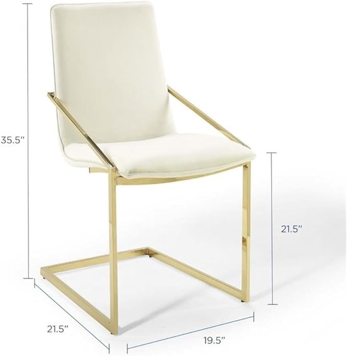 Modway Pitch Performance Velvet Dining Armchair, Gold Ivory