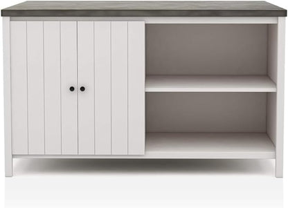Counter Height Dining Table with Storage Cabinet Base Solid Wood Construction for Kitchen Island Seating