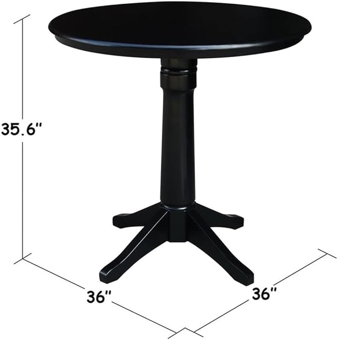 International Concepts 36" Round Top Pedestal Table-34.9" H, Black