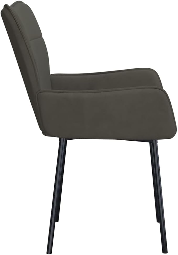Dark Grey Velvet Dining Chairs Set of 2, Modern Accent Chairs for Kitchen Dining Room, Compact Velvet Upholstered Furniture with Sturdy Metal Frame