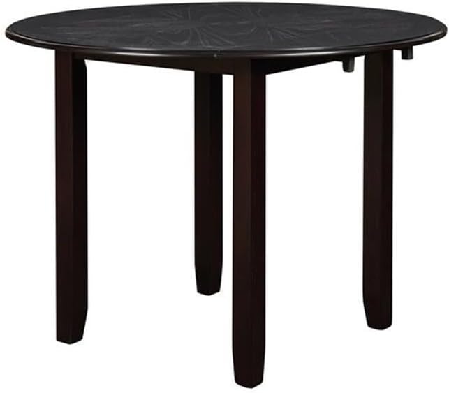 New Classic Furniture Gia 3-Piece Drop Leaf Dining Table Set with 2 Chairs, 42-Inch, Ebony