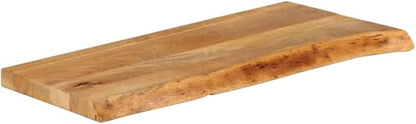 Solid Mango Wood Live Edge Table Top for Dining Room or Kitchen Countertop, Rustic Natural Wood Table Top Supporting 165.3 lbs, Rectangular Solid Mango Countertop 27.6 x 8.0 x 1.5