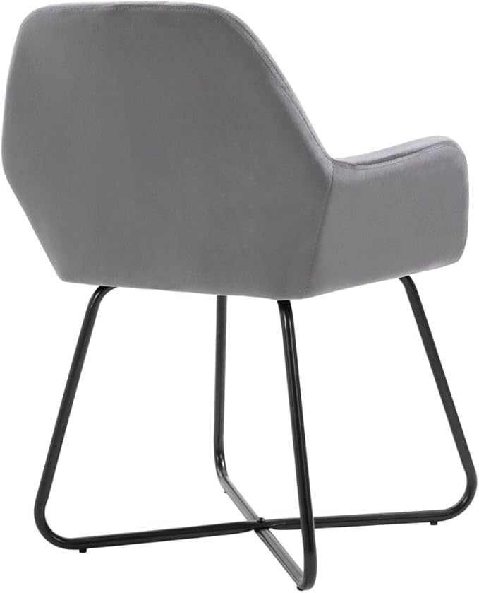Dining Chairs Set of 4 Grey Velvet Upholstered Modern Accent Chairs with Powder Coated Steel Frame for Dining Room Kitchen Living Room