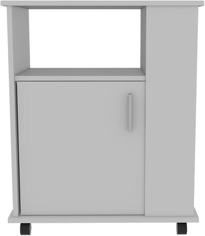 GOWE 2 Piece Kitchen Set, Delos Kitchen Island + Munich Lower Microwave Pantry Cabinet, White/Onyx