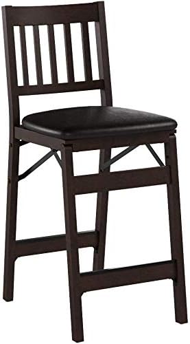 Stakmore Folding Counter Height Stools, Espresso with Bonded Leather Set of 2