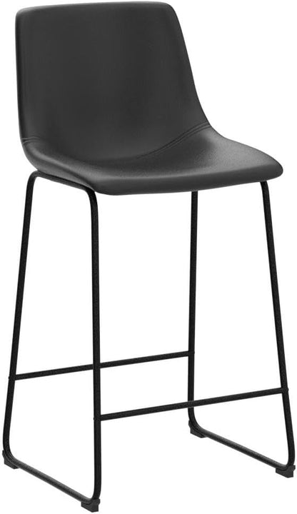 LEMBERI 26 inch Bar Stools Set of 2, Modern Counter Height Bar Stools, Faux Leather Barstool with Back and Metal Leg, Armless Bar Chairs for Kitchen Island (Black, 2pcs 26")