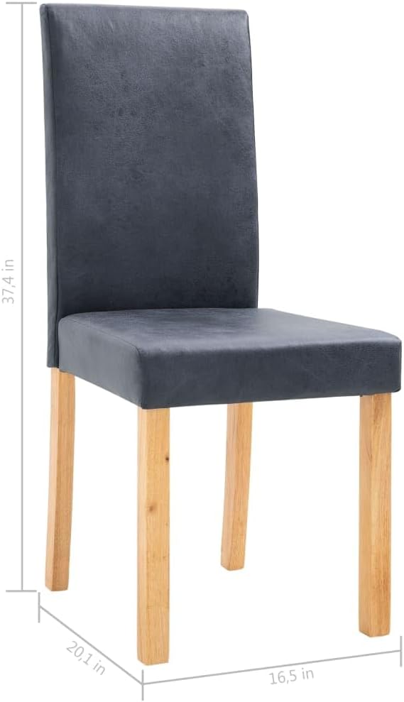 Dining Chair Set of 2, Gray Faux Suede Upholstered Modern Kitchen Chairs with Solid Wood Frame 7.9 x 6.5 x 14.7 in, Comfortable Accent Seat for Dining Room Living Room Bedroom