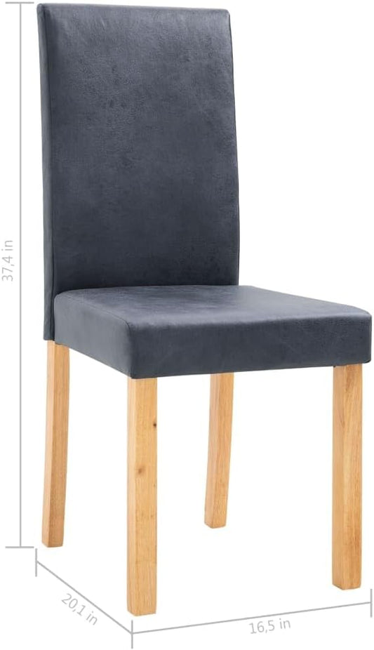 Dining Chair Set of 2, Gray Faux Suede Upholstered Modern Kitchen Chairs with Solid Wood Frame 7.9 x 6.5 x 14.7 in, Comfortable Accent Seat for Dining Room Living Room Bedroom
