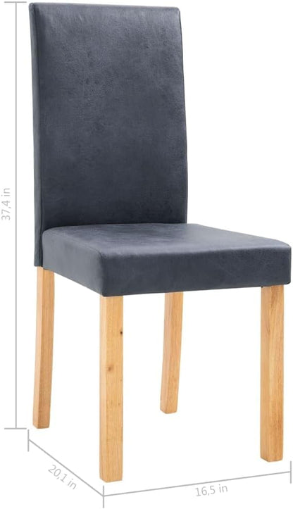 Modern Dining Chairs Set of 2 Gray Faux Suede Upholstered with Solid Wood Frame Comfortable Seating for Kitchen Dining Room and Living Room