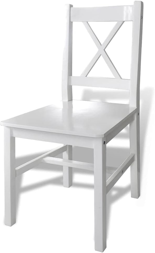 5-Piece Dining Table Set White Pine Wood Kitchen Furniture for Small Spaces, Compact Bistro-Style Indoor Set with 42.5" Lacquered Table and 4 Chairs