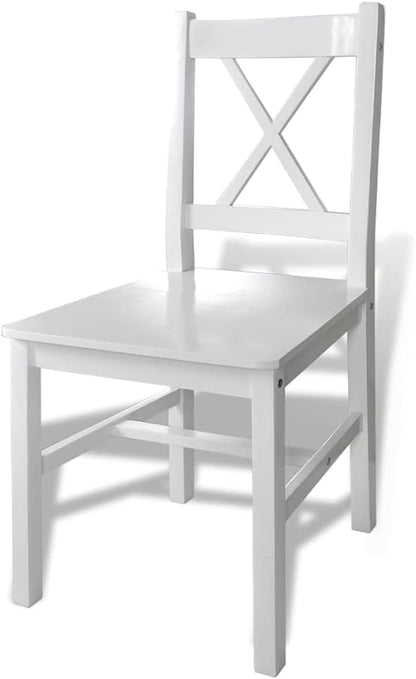 5-Piece Dining Table Set White Pine Wood Kitchen Furniture for Small Spaces, Compact Bistro-Style Indoor Set with 42.5" Lacquered Table and 4 Chairs