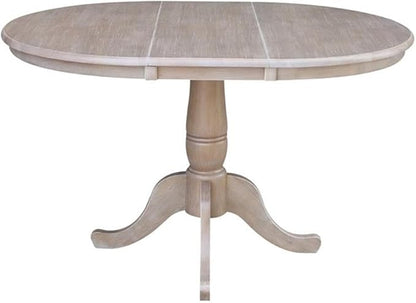 IC INTERNATIONAL CONCEPTS 36" Round Top Pedestal Table with 12" Leaf - 29.3" H - Dining Height