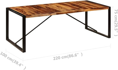 Solid Acacia Wood Dining Table 62.9"x39.4" Rectangular for 8 Seats Rustic Industrial Kitchen & Dining Room Table with Powder-Coated Iron Legs Indoor Use Easy Assembly