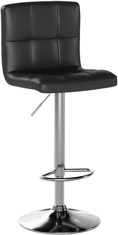 COSTWAY Adjustable Bar Stools Set of 4, Modern Swivel PU Leather Bar Chair with Backrest, Soft Cushioned Seat, Footrest, Sturdy Metal Frame, Comfortable Barstools for Kitchen Island, Pub, Black