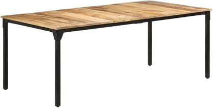 Industrial Dining Table 78.7"x39.4" Solid Mango Wood Rustic Brown Rectangular Kitchen & Dining Room Table Seats 6, Heavy-Duty Steel Legs, Easy Assembly for Living Room Bistro Office